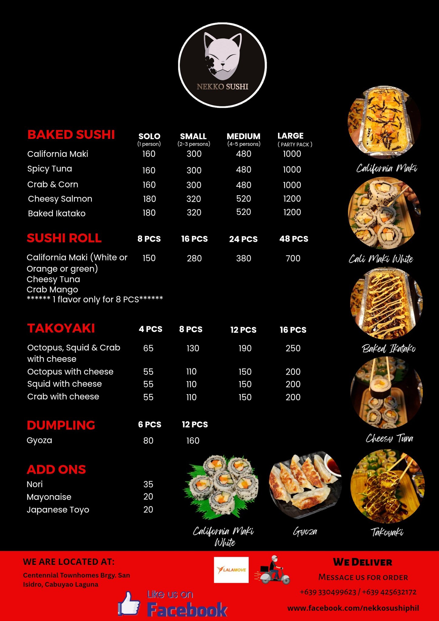 Baked Sushi Menu